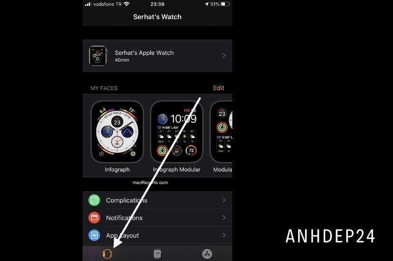 1. Open the Watch app for iPhone to check if Find My iPhone has been enabled on Apple Watch.