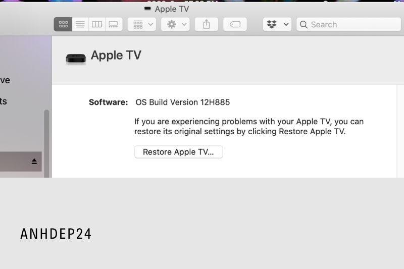 3. Choose to Restore on your Apple TV in Finder.