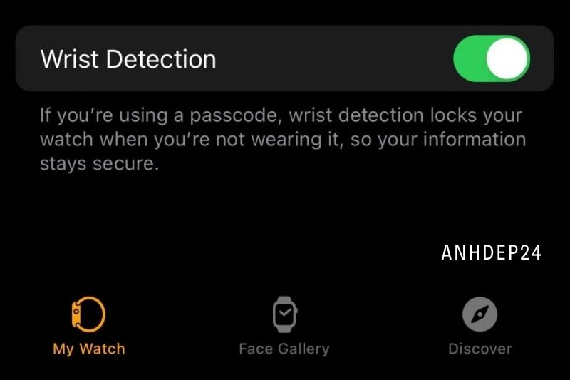 3. Turn on Wrist Detection by swiping the slider.