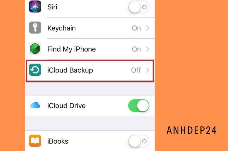 3. iCloud Backup may be found by tapping iCloud and scrolling down to the bottom.
