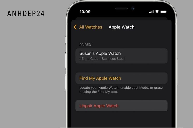 4. Select Unpair Apple Watch.