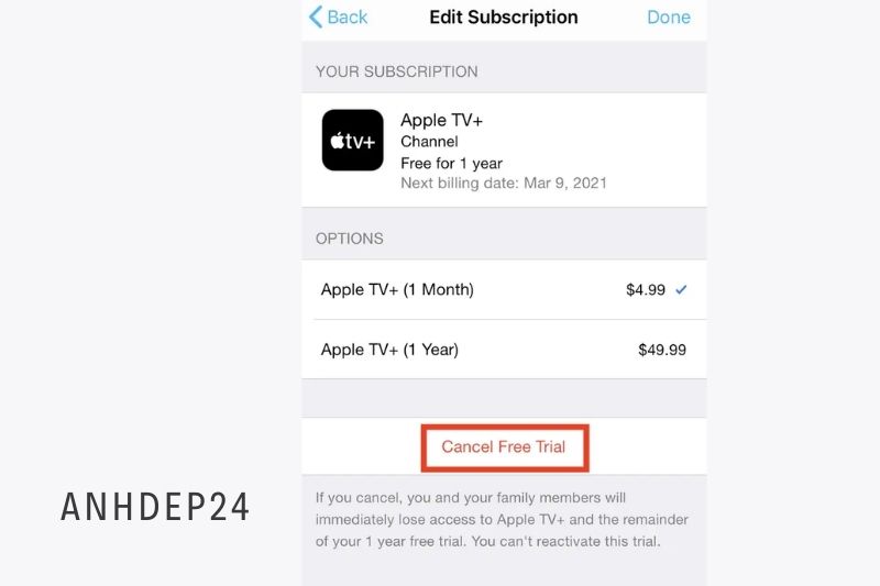 4. Tap the Subscriptions tab to tap Apple TV Plus.