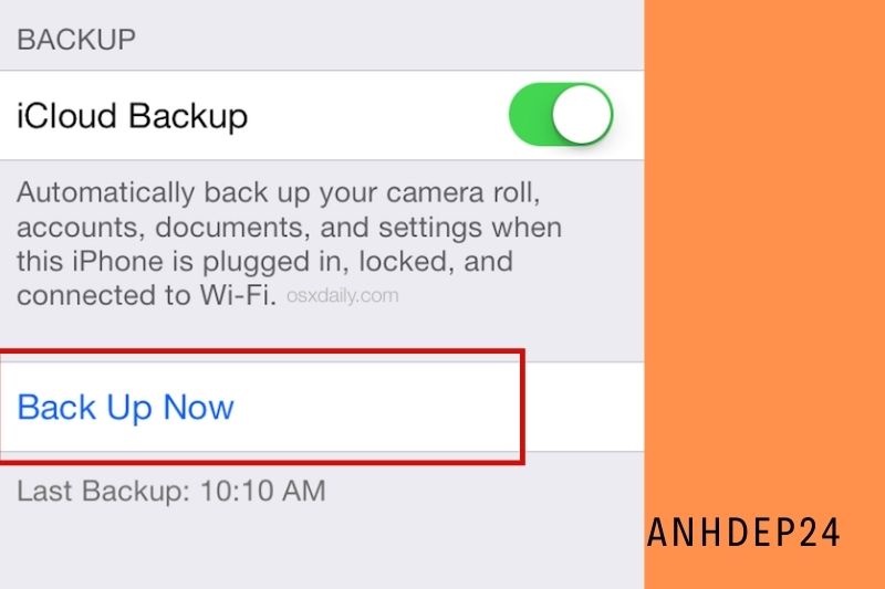 4. This will allow you to enable automatic iCloud backup, which we encourage, and the ability to back up the device manually.